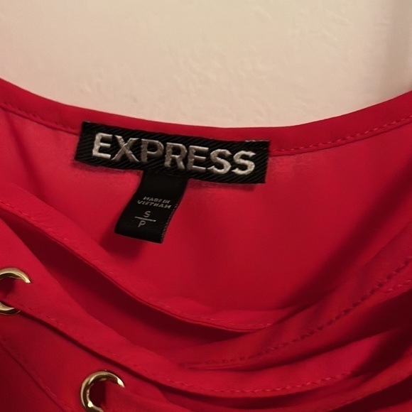 Express Sleeveless blouse, red small, ruffle cap, double spaghetti strap - Picture 5 of 7